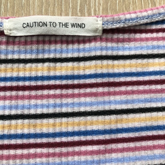 Caution to the Wind Square Neck Striped Multicolor Button Tank Top Size M - Picture 9 of 9